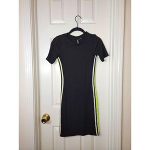 Black Neon & White stripped Jersey Dress